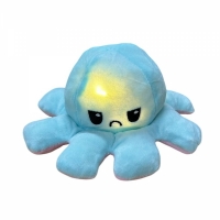 Caracatita reversibila din plus cu doua emotii, cu LED, turcoaz/roz, 20 x 8 cm, Vivo OCTOPUS-TURCOAZ/PINK